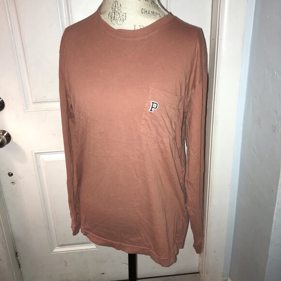 Victoria’s Secret PINK dusty rose long sleeved shirt with pocket and P emblem S - Picture 2 of 4